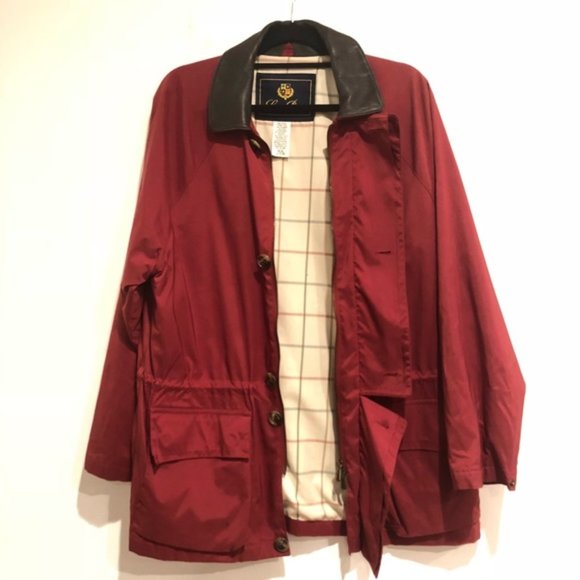 Loro Piana Men's horsey jacket red leather collar